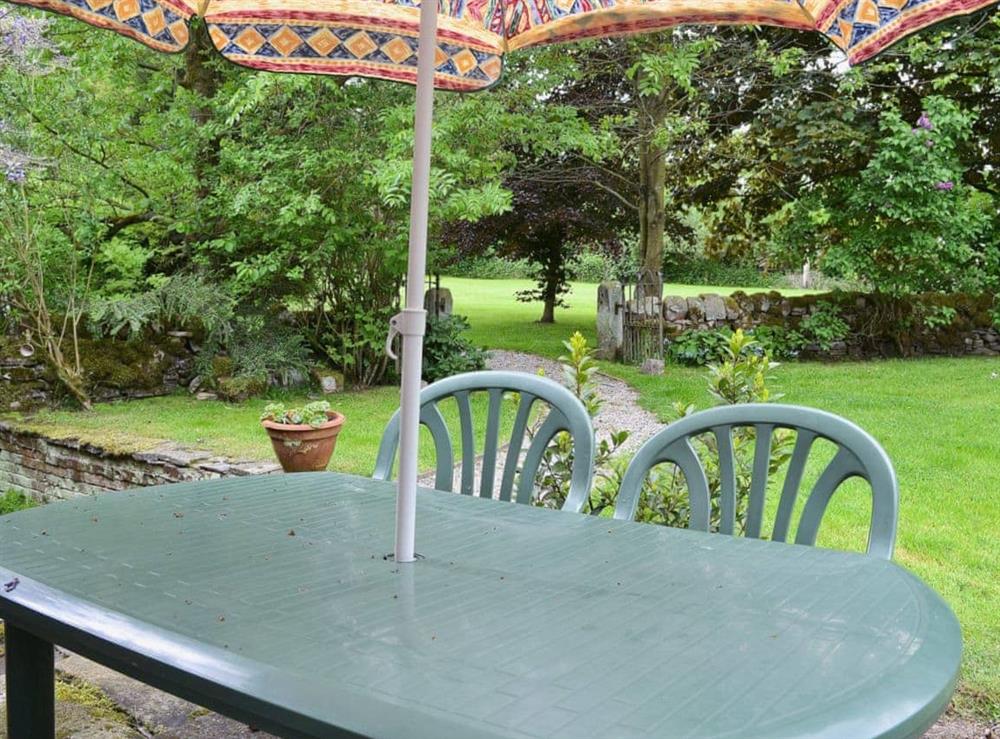 Sitting-out-area at The Garden House in Atlow, Nr Carsington, Derbyshire., Great Britain