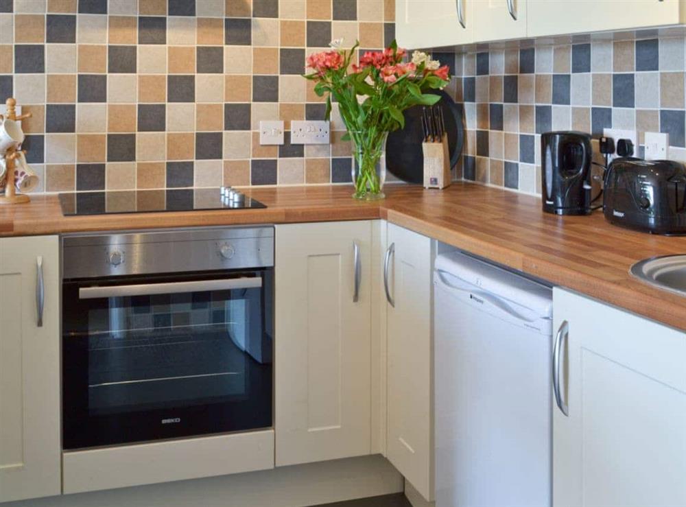 Well-equipped fitted kitchen at The Garden Room in Brixham, Devon