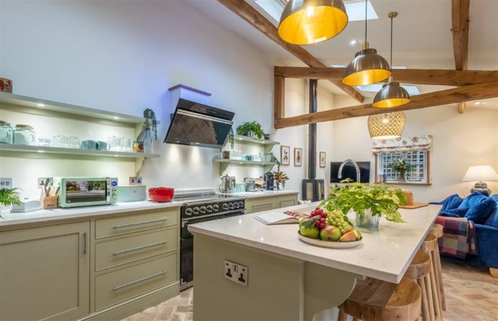 Ground floor: Well-equipped kitchen with an electric range and Nespresso Vertuo coffee machine at The Gardeners Cottage, Earsham near Bungay