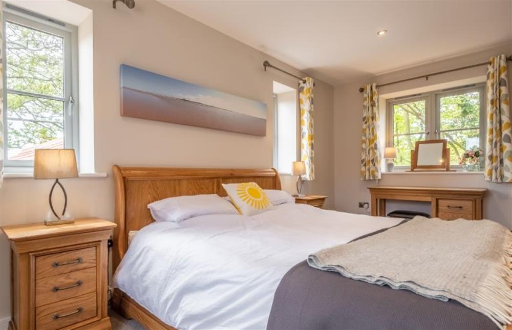 Master bedroom at The Goosebec, Burnham Market near Kings Lynn
