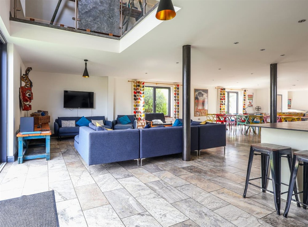 Open plan living space at The Grain Dryer in Gloucester, Gloucestershire