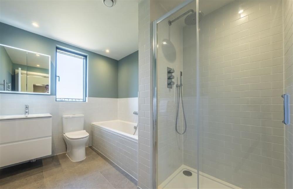 Bathroom shared by bedrooms three and four at The Grain Store, Reepham