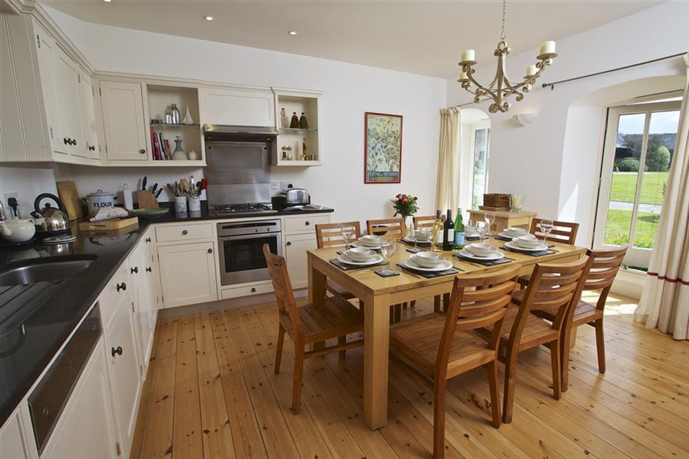 Kitchen and dining area at The Granary (Goveton) in Goveton, Nr Kngsbridge