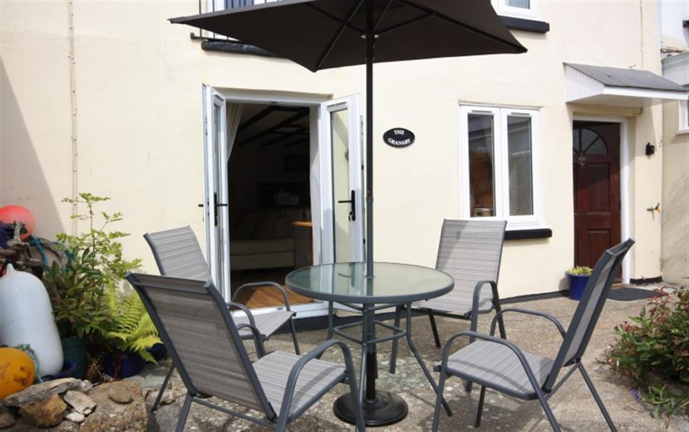 Outdoor patio and seating at The Granary, Chideock in Bridport