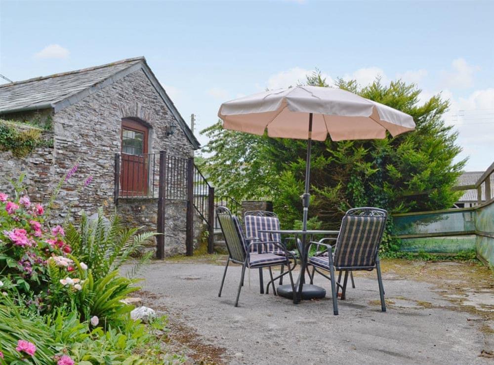 Sitting-out-area at The Granary in Egloskerry, near Launceston, Cornwall