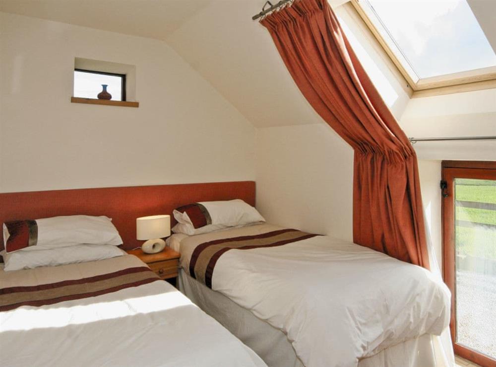 Twin bedroom at The Granary in Kinglsey Holt, near Ashbourne, Staffordshire