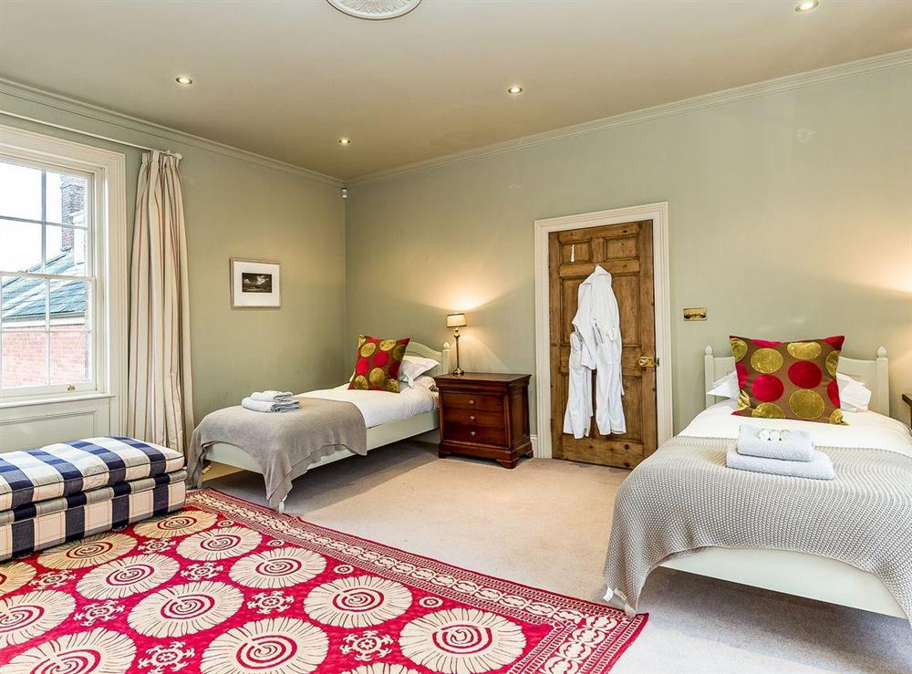 Twin bedroom at The Grange Farmhouse in Sculthorpe, Norfolk