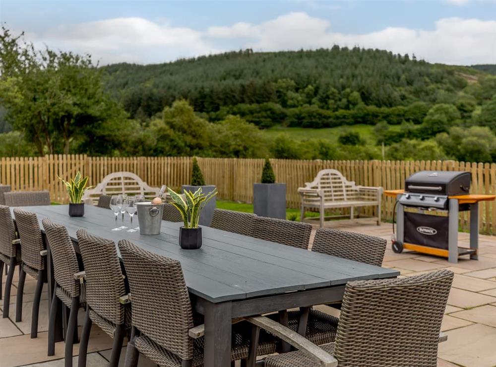 Outdoor eating area at The Grousemoor in Llandegla, near Wrexham, Denbighshire