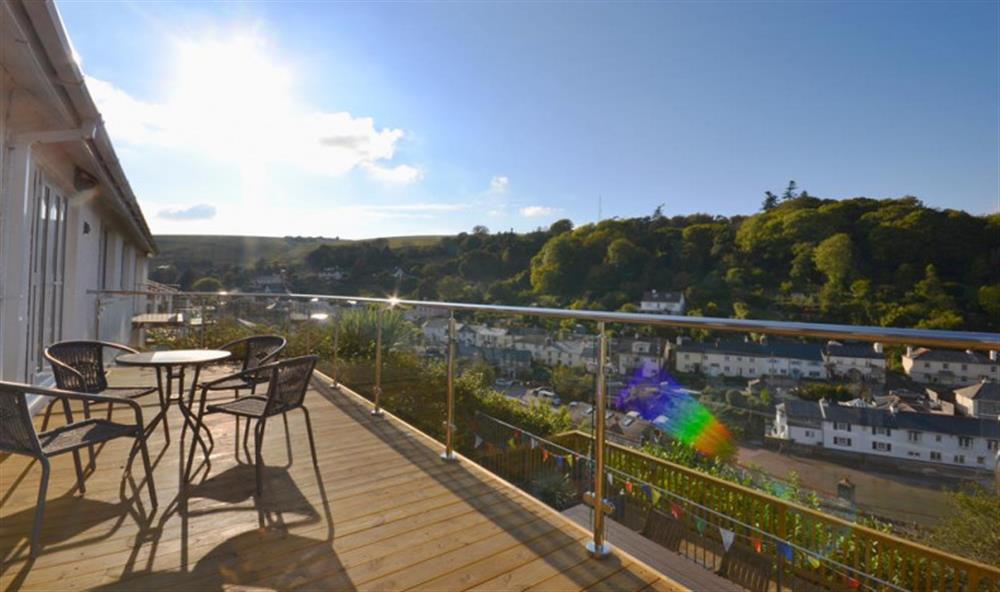 The top balcony, perfect for watching the fun on the estuary at The Haven in Noss Mayo