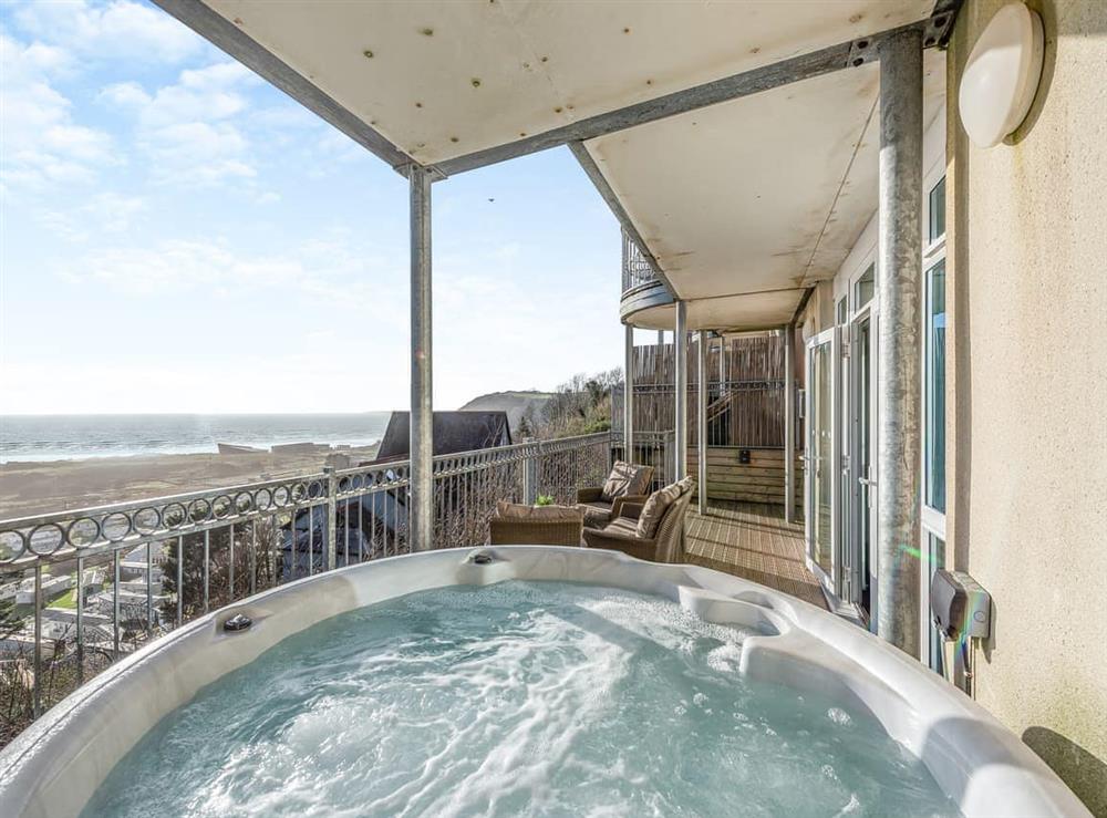 Hot tub at The Haven in Pendine, Dyfed