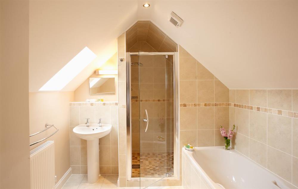 En-suite bathroom with separate shower at The Haven, Ventnor