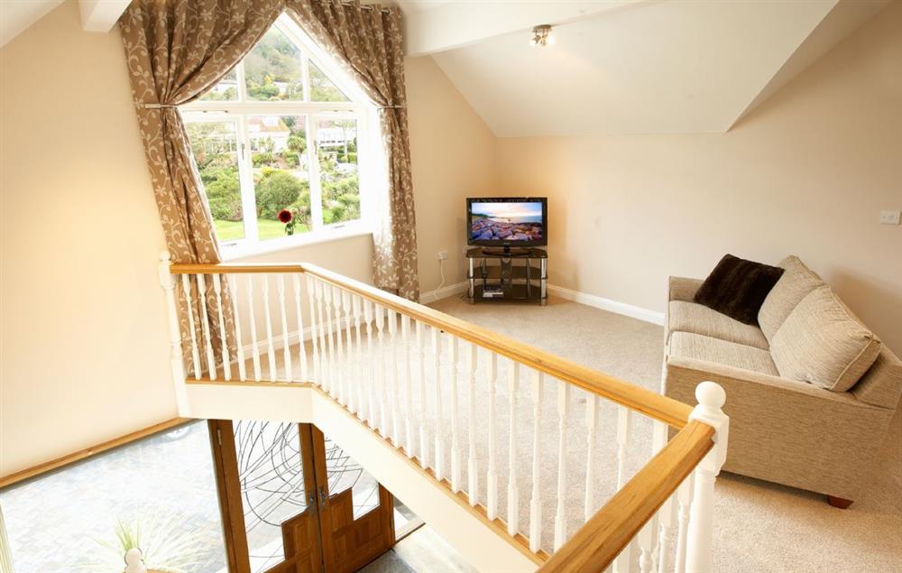 Large gallery landing with settee and separate TV with Xbox 360 at The Haven, Ventnor