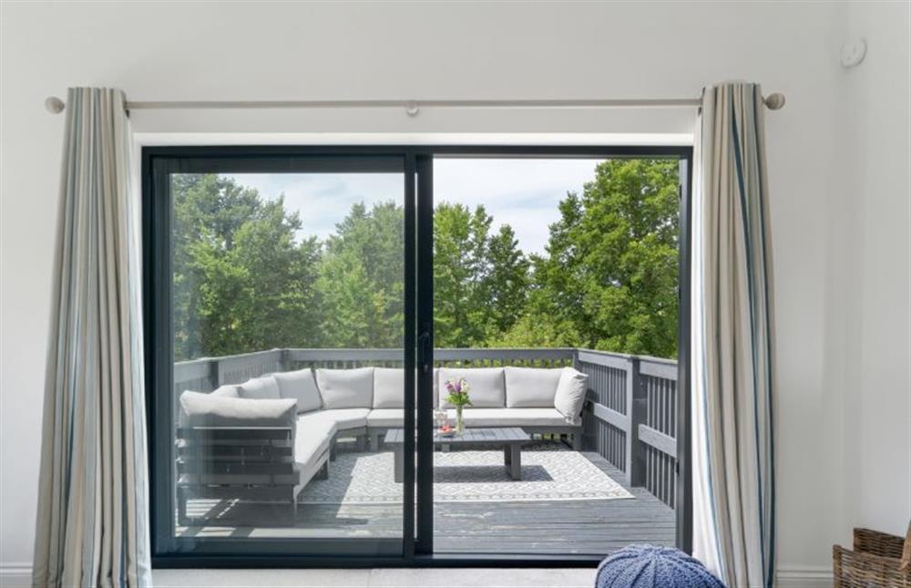 Access to the expansive decked terrace from the Living area. at The Hawthorns, St Minver