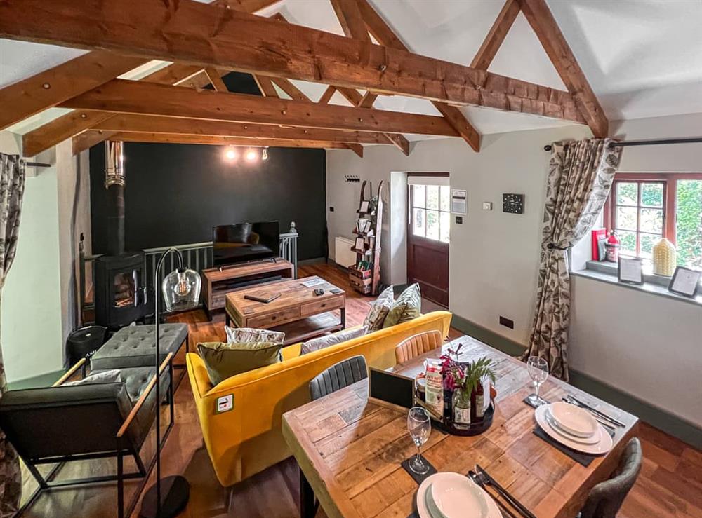 Open plan living space at The Hay Loft in Carnell Green, near Camborne, Cornwall