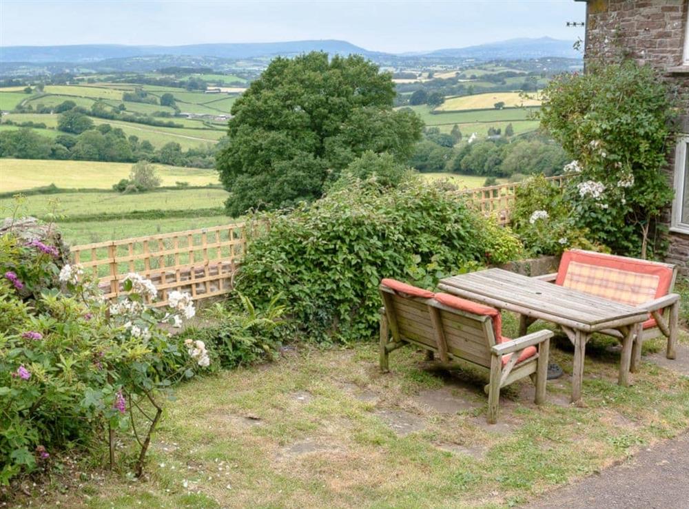 Sitting out area with splendid countryside views at The Haybarn in Devauden, nr Chepstow, Gwent