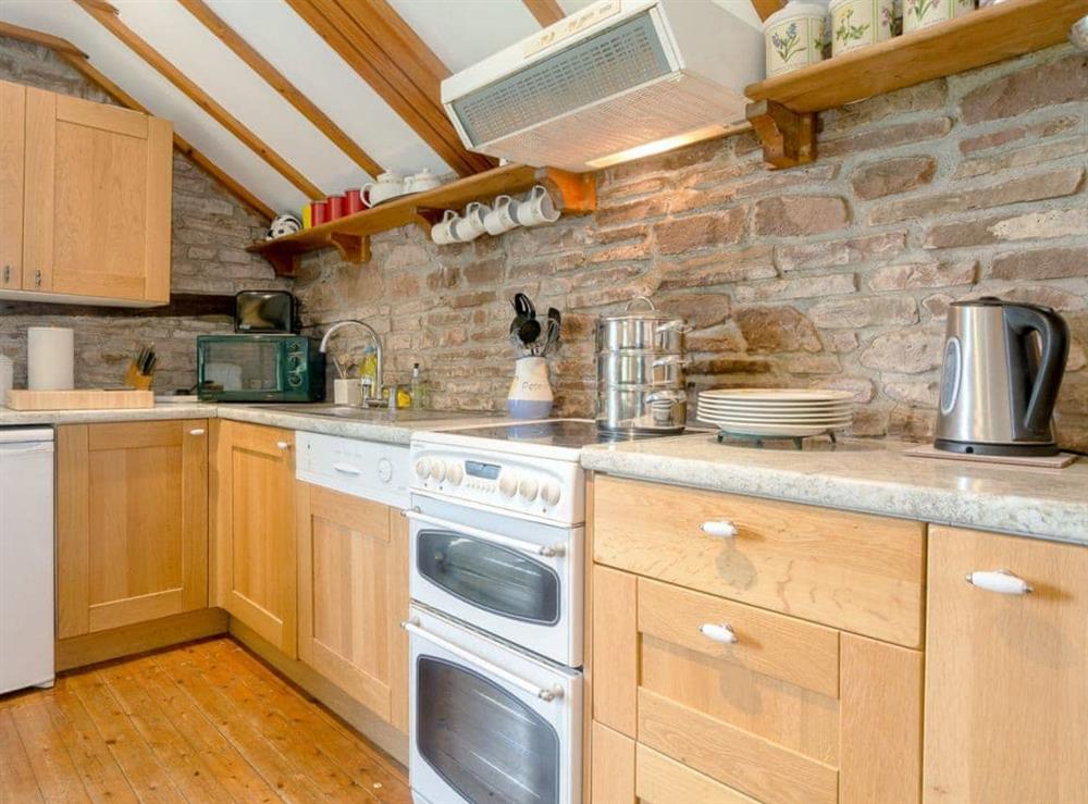 Well equipped kitchen area at The Haybarn in Devauden, nr Chepstow, Gwent