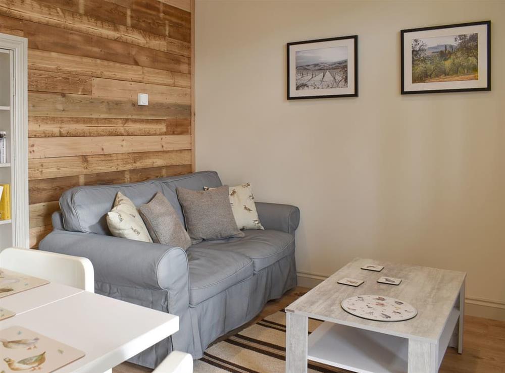 Living area at The Hayloft in Bagber, near Sturminster Newton, Dorset