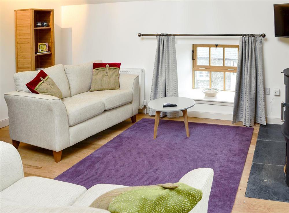 Comfortable open plan living space at The Hayloft in Balerno, near Edinburgh, Midlothian