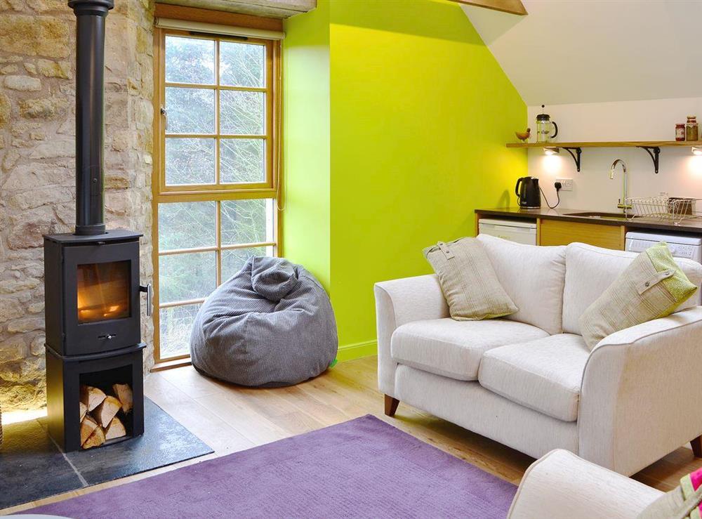 Warm and inviting open plan living space at The Hayloft in Balerno, near Edinburgh, Midlothian