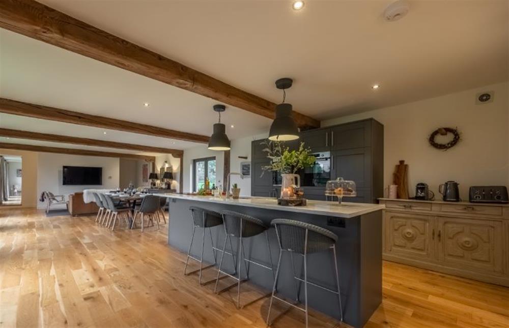 The open-plan living area is super spacious at The Hayloft, Felbrigg near Norwich