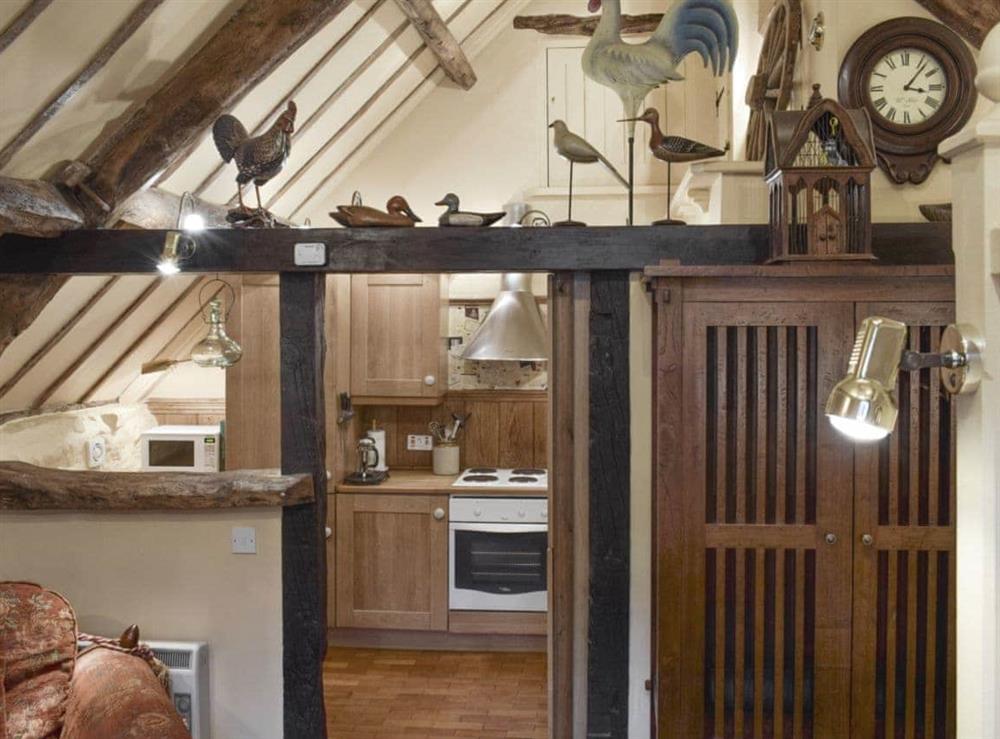 Exposed wooden framework throughout at The Hayloft in Glaisdale, Nr Whitby, North Yorkshire., Great Britain