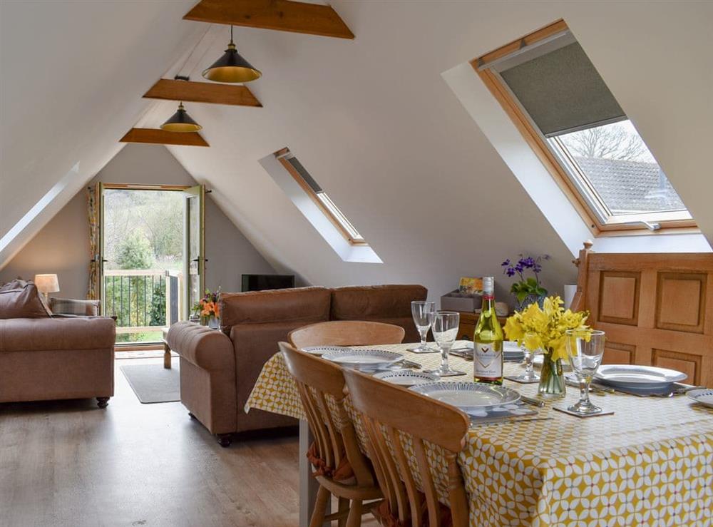 Living room/dining room at The Hayloft in Ibberton, near Blandford Forum, Dorset