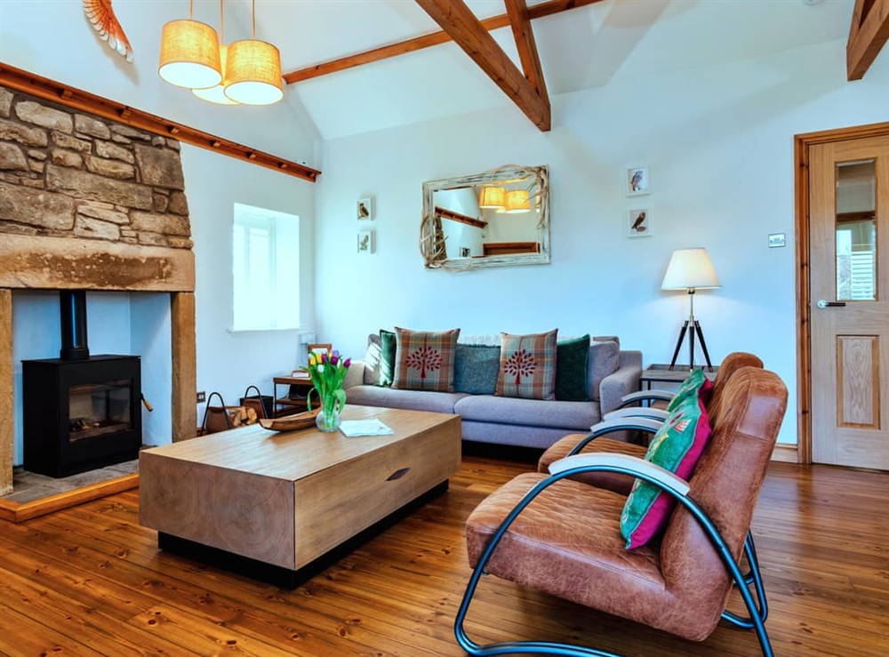 Open plan living space at The Hide at Hilltop in Alnwick, Caithness
