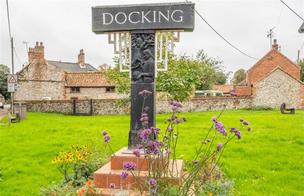 Docking village sign at The Hideaway, Docking near Kings Lynn