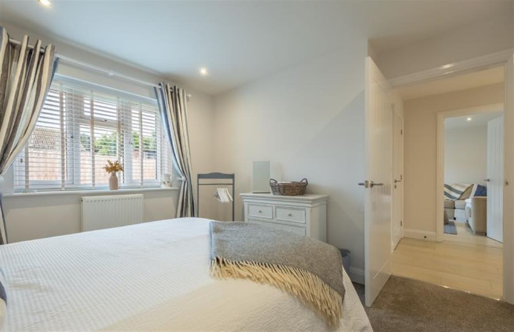 Ground floor: Bedroom two has blinds and curtains at The Hideaway, Docking near Kings Lynn
