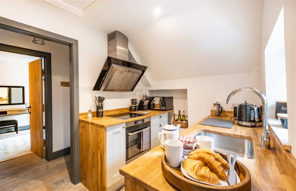 First floor: Stylish and practical kitchen at The Hideaway, Great Massingham near Kings Lynn