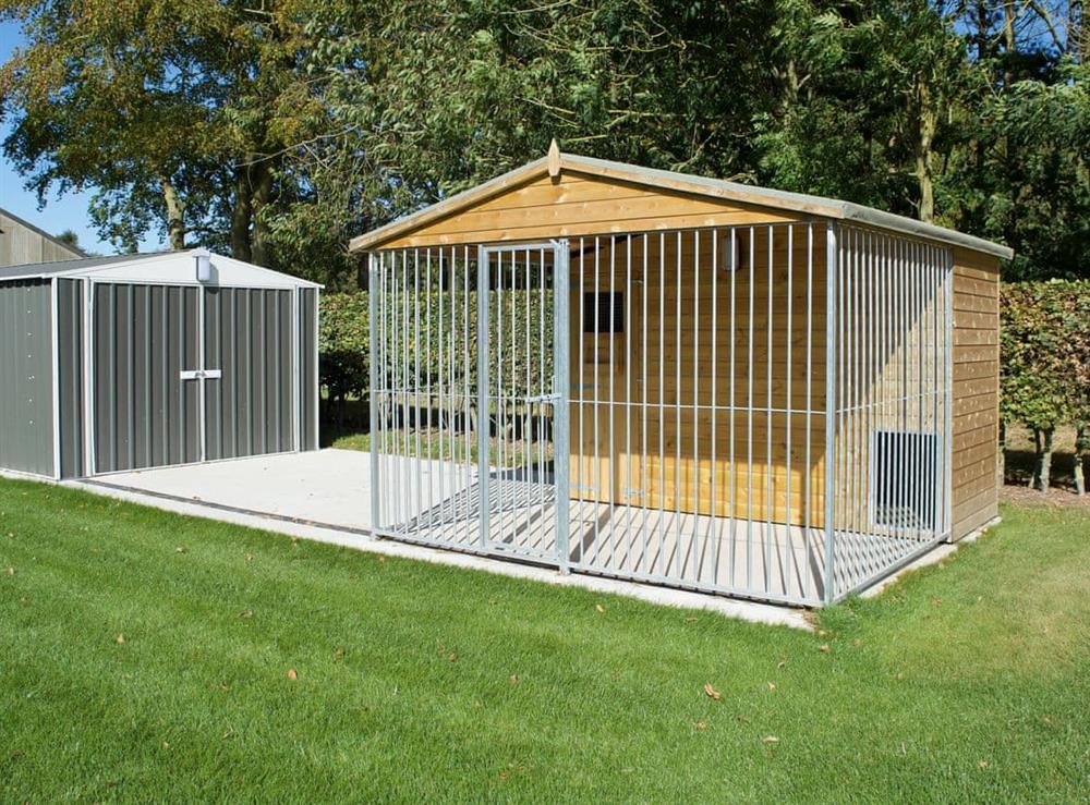 Outside space with kennels for two dogs at The Hind House in Cottam, near Driffield, North Humberside