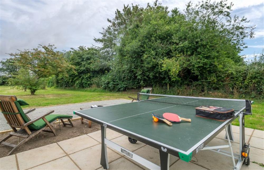 Outside: Outdoor table tennis in the rear garden at The Hogg and Apple Store, East Rudham near Kings Lynn