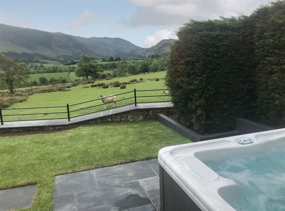 The Hoggest private hot tub at The Hoggest and Annexe in Threlkeld, near Keswick, Cumbria