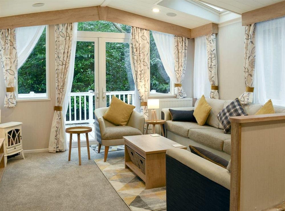 Living area at The Hollies Lodge in Prenteg, Porthmadog, Gwynedd