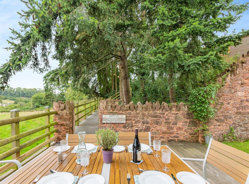 Outdoor eating area at The Horse Gin in Blagdon, near Totnes, Devon