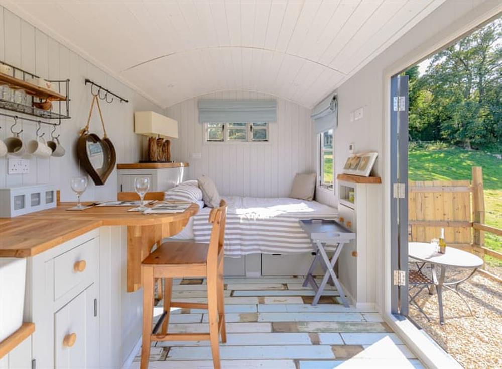 Convenient open-plan living and sleeping areas at The Hut at Hole Farm in Alderbury,  Salisbury, England