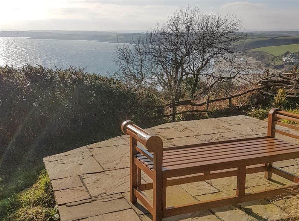 Great views from the garden seating area at The Hut in Veryan, Cornwall
