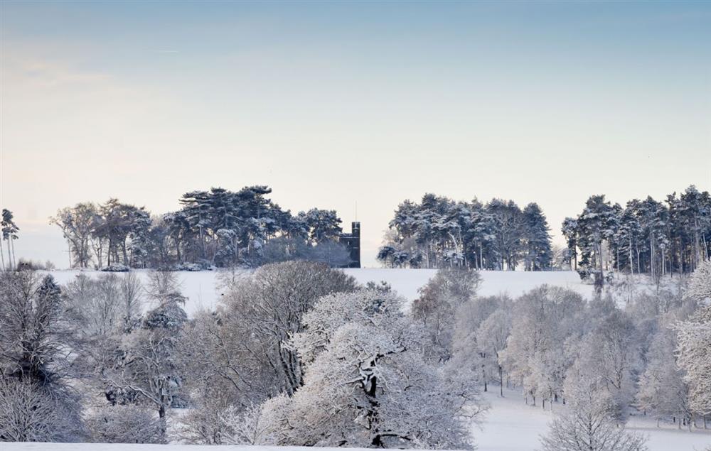 A snowy Knoll Tower at The Knoll Tower, Weston-under-Lizard Shifnal