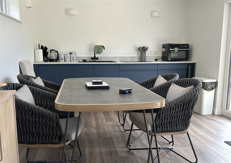 The living area at The Lake Boat exclusive retreat, Black Cross near St Columb Major