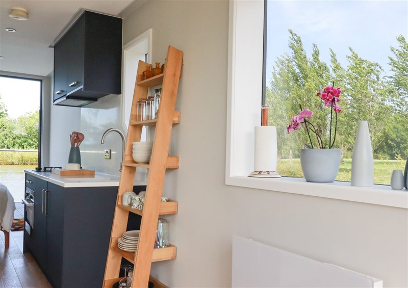 This is the kitchen at The Lake Boat exclusive retreat, Black Cross near St Columb Major