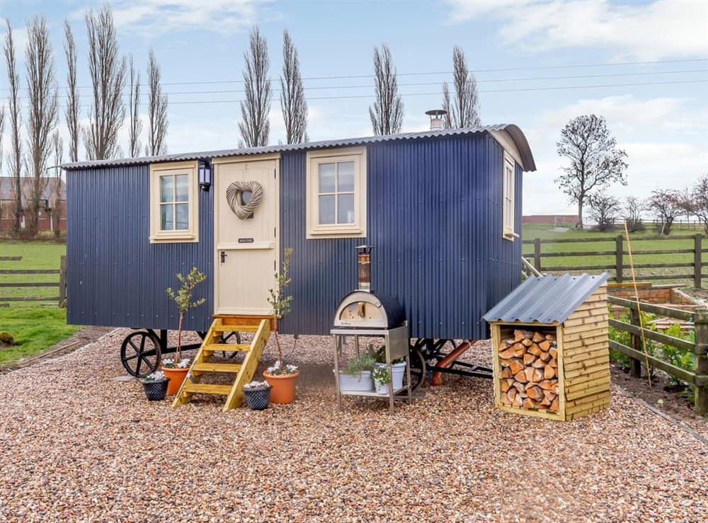 Traditional shepherds hut holiday accommodation at The Lambing Shed in South Hiendley, near Hemsworth, West Yorkshire
