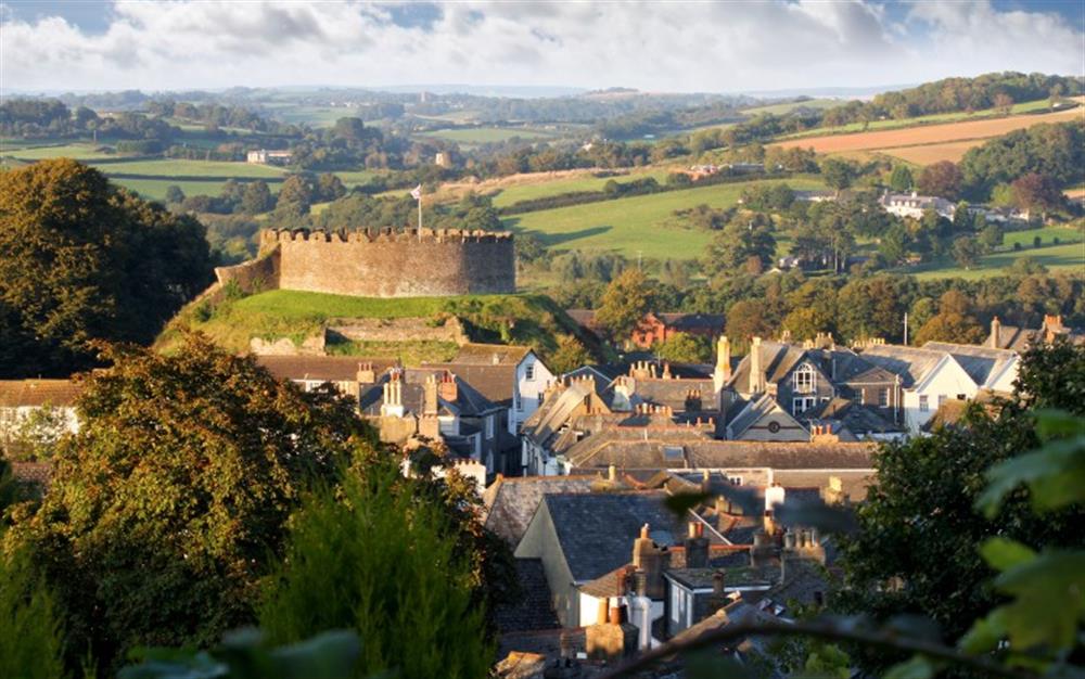 Views overlooking Totnes and its castle at The Linhay, Chipton Barton in Dittisham