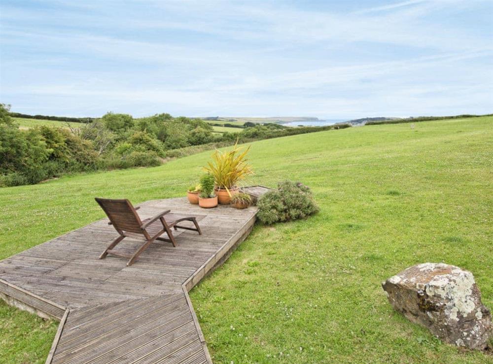 Sitting-out-area at The Linhay in St Issey, Wadebridge, Cornwall., Great Britain