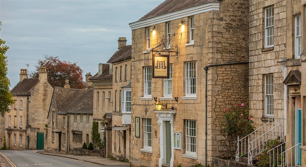 A street in Painswick, Gloucestershire at The Little Fleece in Stroud, Gloucestershire