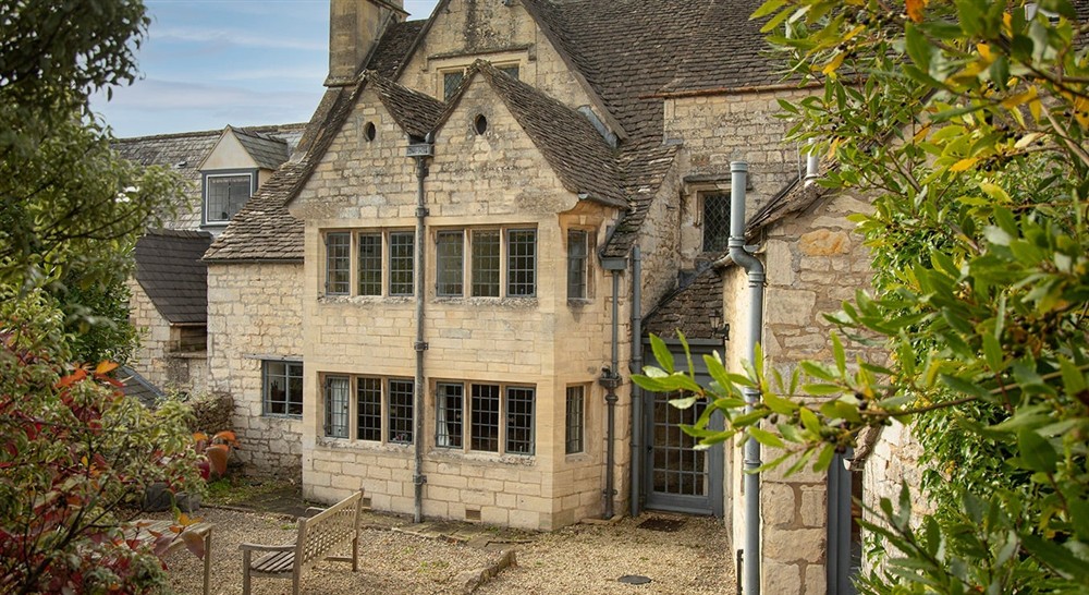 The back garden and exterior of The Little Fleece, Gloucestershire at The Little Fleece in Stroud, Gloucestershire