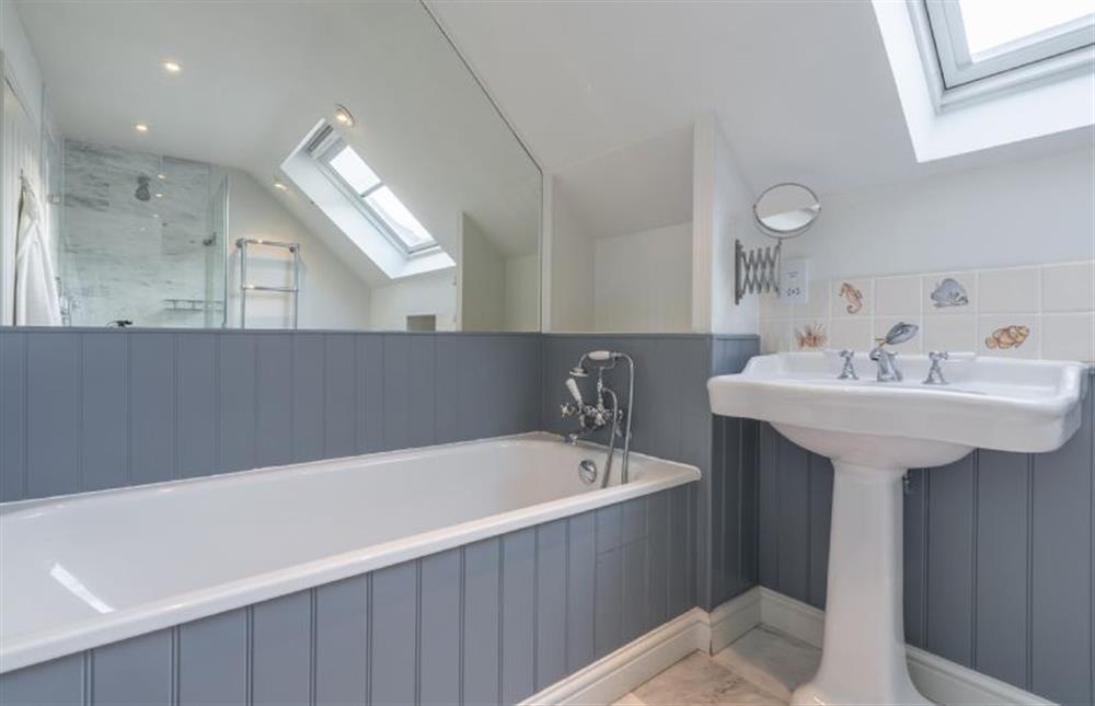 First floor: Family bathroom with bath and separate shower (photo 2) at The Little House, Brancaster near Kings Lynn