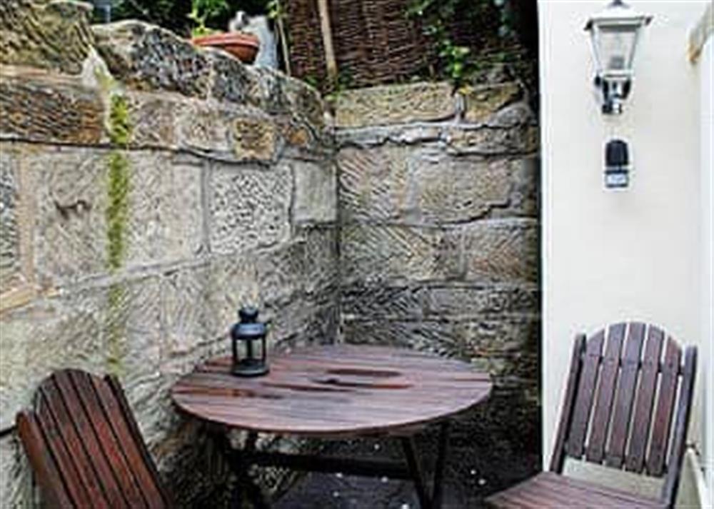 Sitting-out-area at The Little Stone Cottage in Loftus, near Staithes, Cleveland