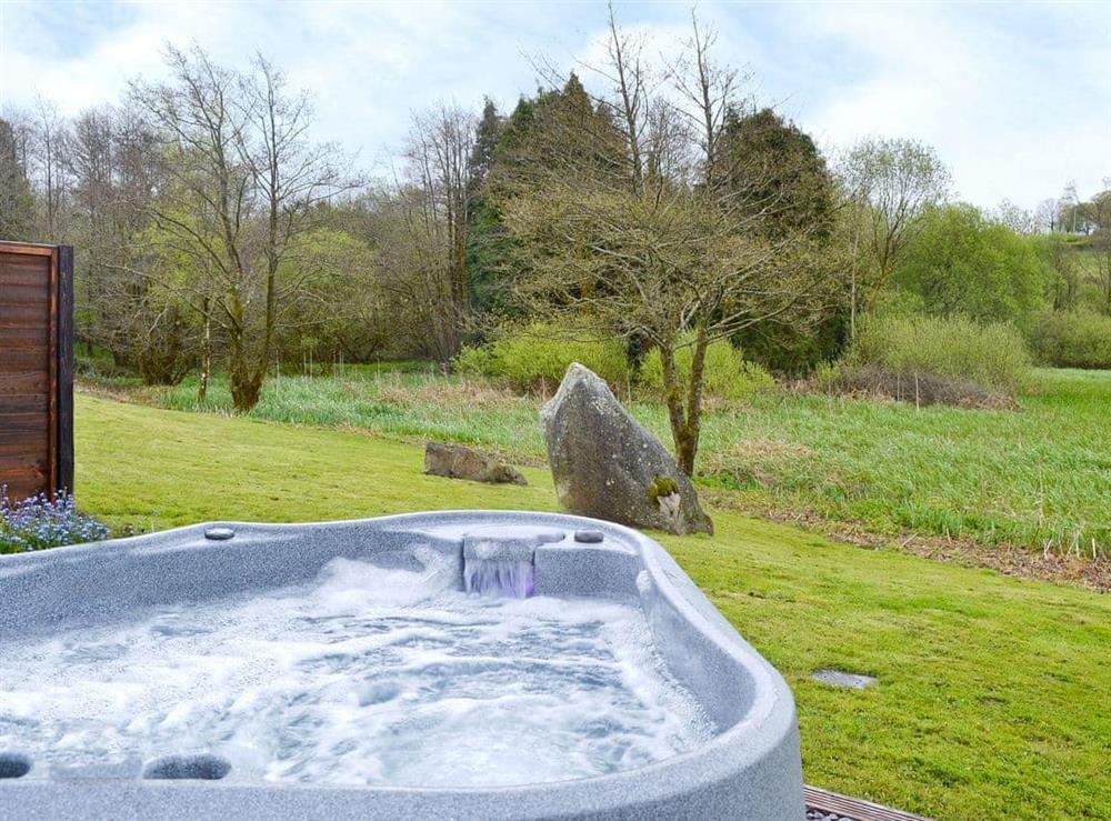 Relaxing hot tub at The Lodge in Llandeilo, Dyfed