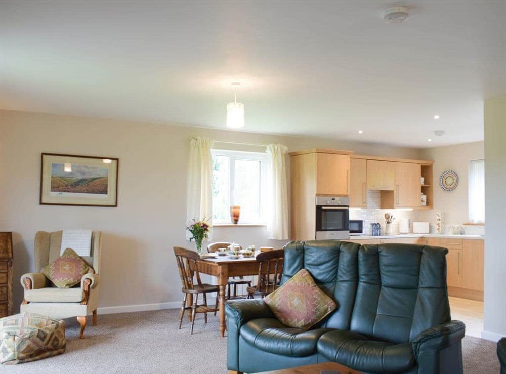 Open plan living space at The Lodge in Presteigne, Powys