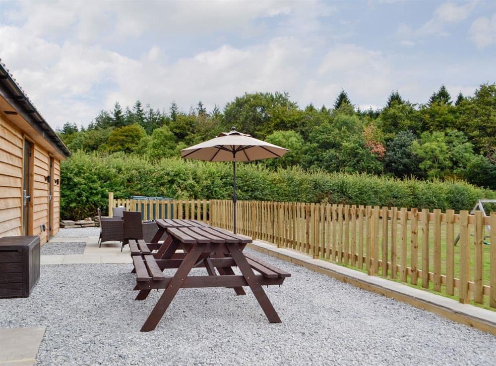 Patio at The Lodge in Upton Bishop, near Ross-on-Wye, Herefordshire